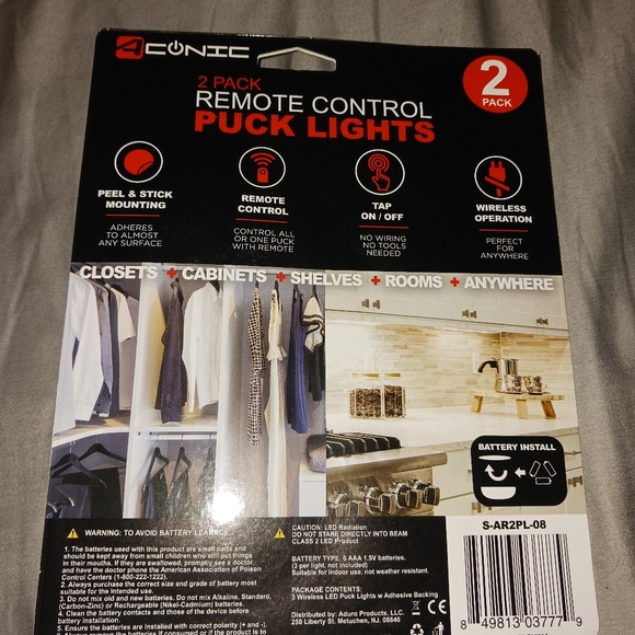 NEW! 2 PACKS OF PUCK LIGHTS W/ REMOTE CONTROL (4 TOTAL) - Picture 5 of 5